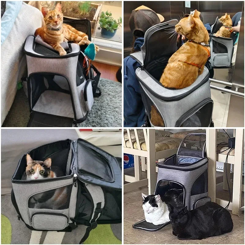 Pet Supplies Out Puppy Backpack Expandable Pet Bag Large Capacity Breathable Portable Cat Backpack Foldable Dog Bag