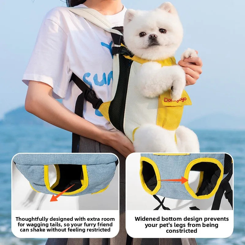 2026 New Portable Pet Backpack for Outings, Dog and Cat Cotton Chest Four-Leg Backpack