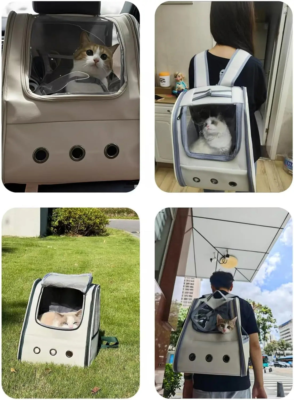 Pet Cat Backpack Travel Backpack for Medium Cats Bag for Pet with Breathable,Spacious and Cozy Design Cat Accessories（Grey）