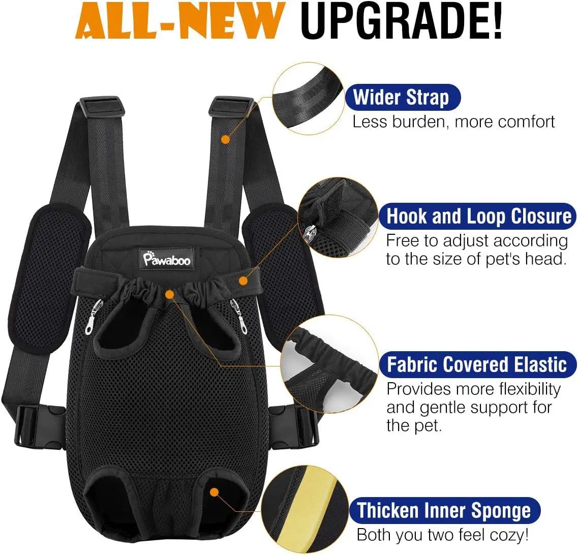 Pawaboo Pet Carrier Backpack Adjustable Pet Front Cat Dog Carrier Backpack Travel Bag  Easy-Fit for Traveling Hiking Camping