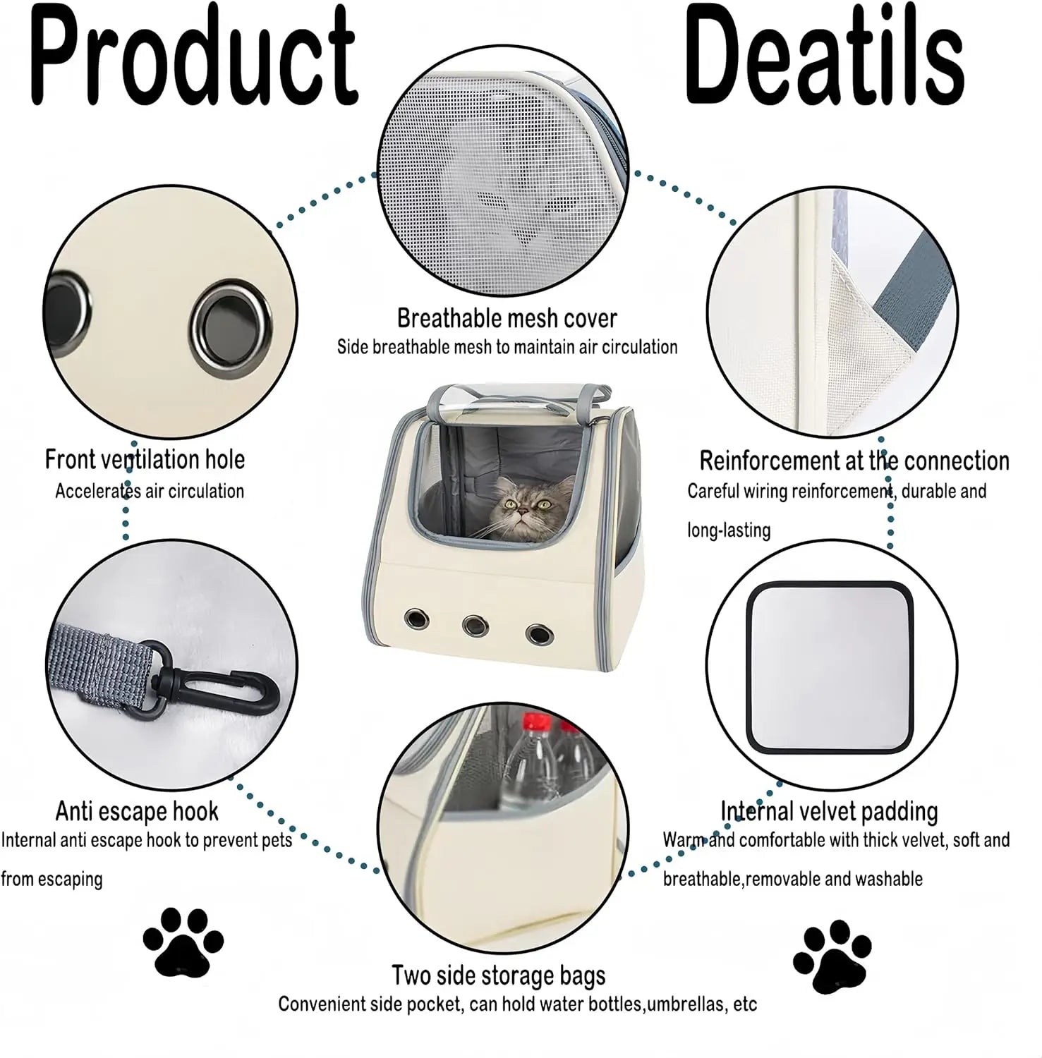 Pet Cat Backpack Travel Backpack for Medium Cats Bag for Pet with Breathable,Spacious and Cozy Design Cat Accessories（Grey）