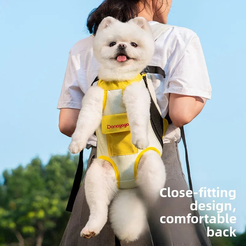 2026 New Portable Pet Backpack for Outings, Dog and Cat Cotton Chest Four-Leg Backpack