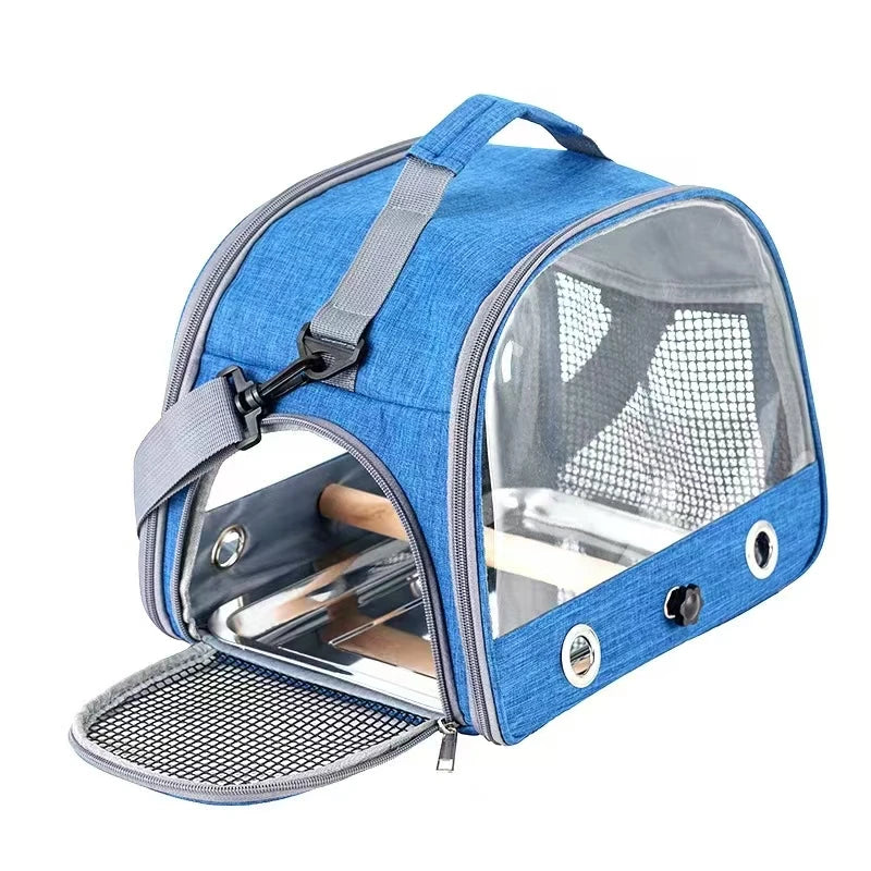 Portable Pet Backpack Travel Transport Bag with Transparent Side  Foldable Carrier for Small Pets Rats Rabbits Parakeets B