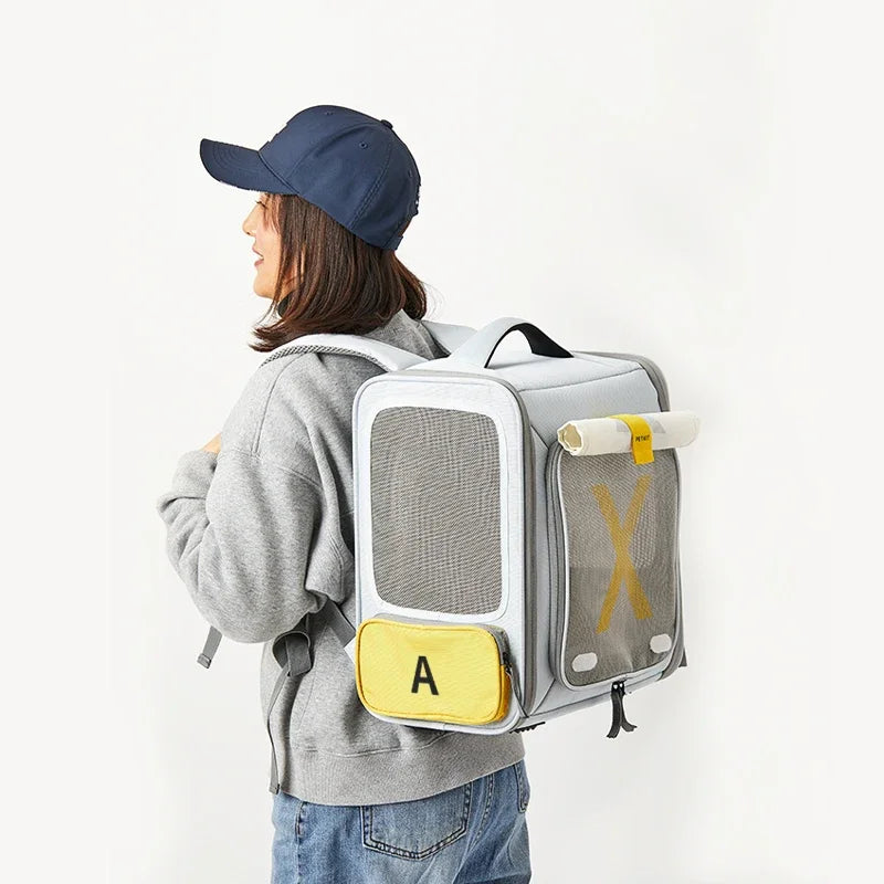 Expandable Portable Pet Puppy Pet Backpack Cat Carrier Backpack Foldable Breathable Outdoor bag for cat under 6kg cat transport