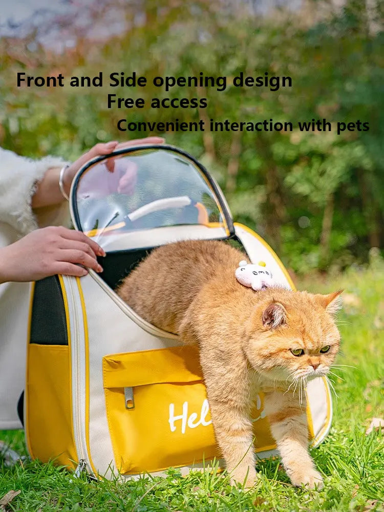 Outdoor Portable Cat Bag Transparent Four Seasons Universal Pet Backpack Breathable Cat Backpacks Handheld or Shoulder