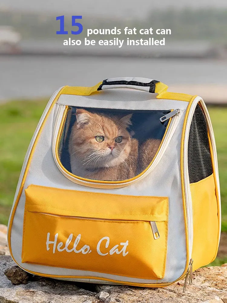 Outdoor Portable Cat Bag Transparent Four Seasons Universal Pet Backpack Breathable Cat Backpacks Handheld or Shoulder