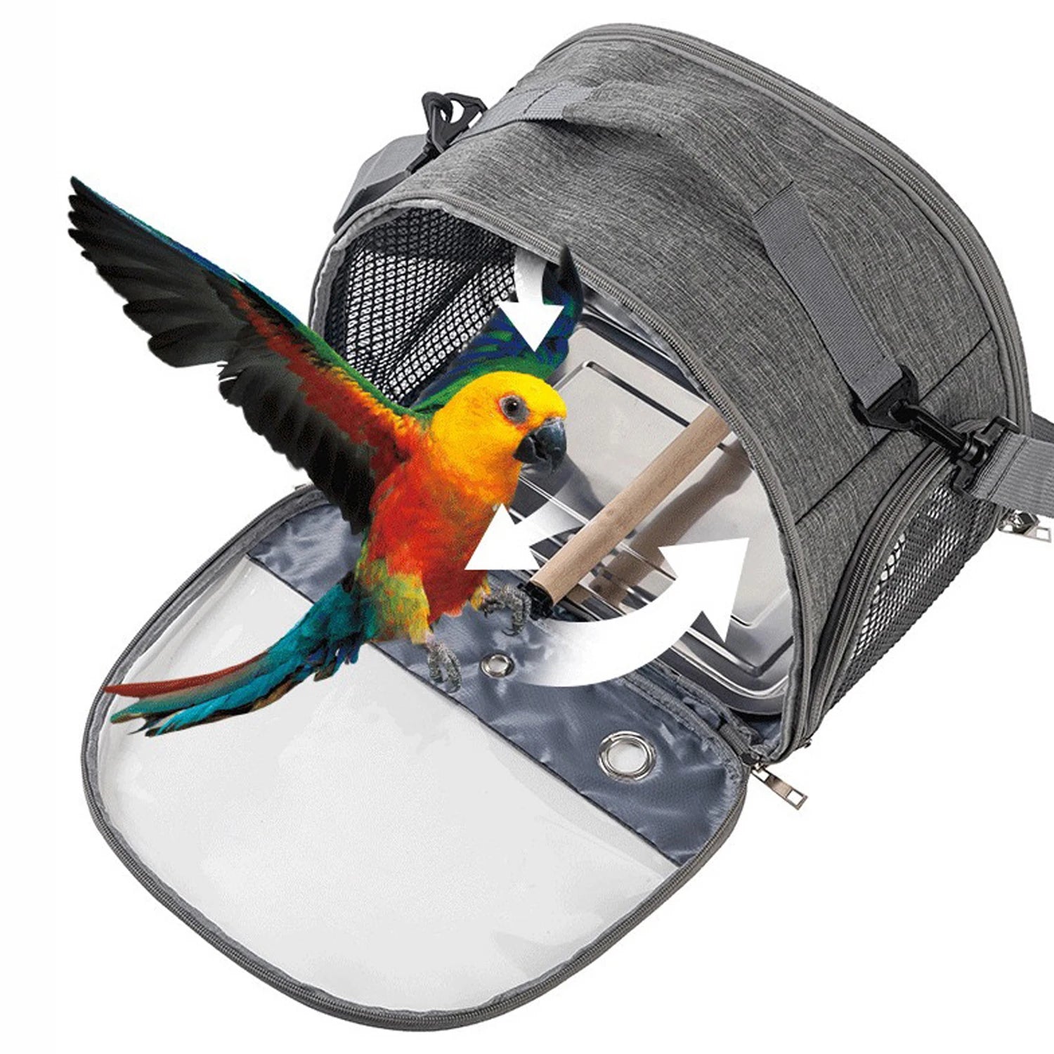 Portable Pet Backpack Travel Transport Bag with Transparent Side  Foldable Carrier for Small Pets Rats Rabbits Parakeets B
